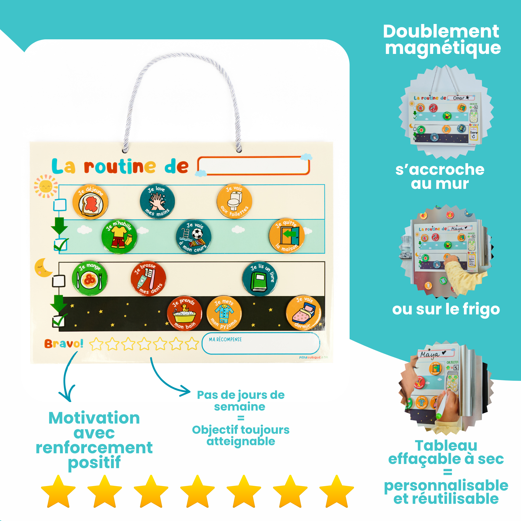 Tableau Des Tâches Magnétique Pour Enfant – Calendrier Visuel Routinier Avec 70+ Cartes – Organisation Ludique Et Autonomie